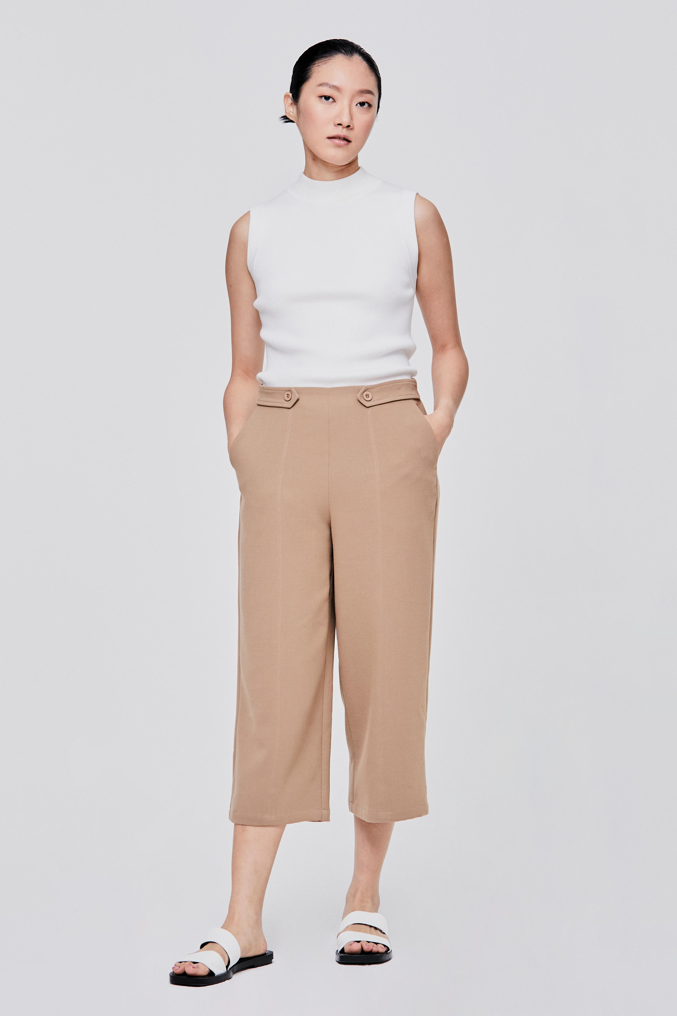 【BAON】Ukon button color wide pants Button-Paneled Wide Leg Pants – SANS & SANS Singapore