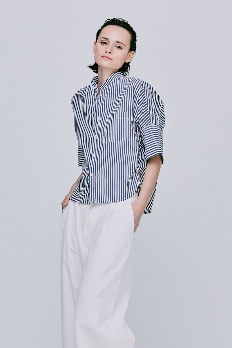 Button-Up Striped Blouse – SANS & SANS Singapore
