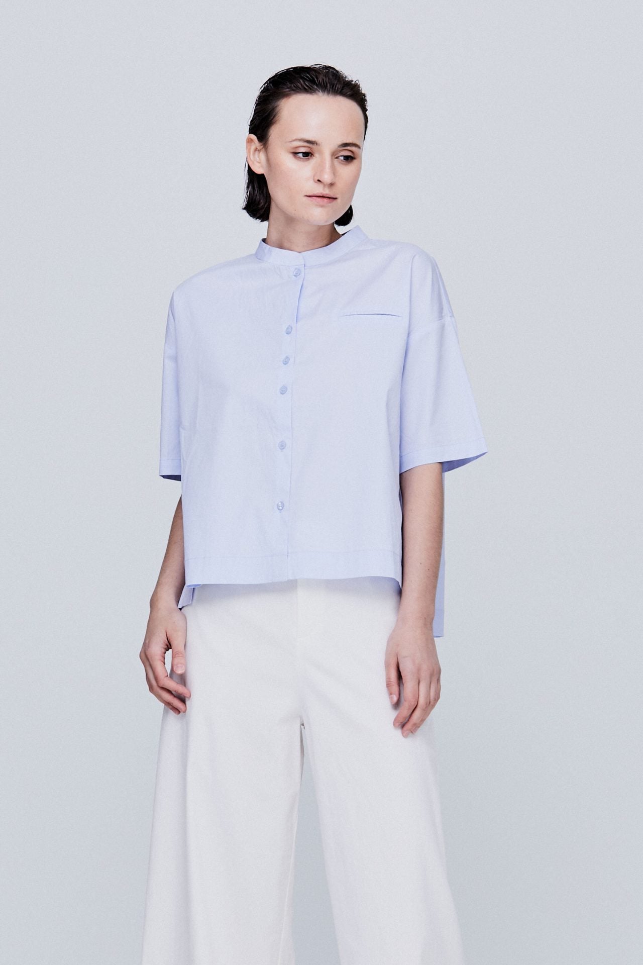 Welt-Detail Boxy Shirt Blouse