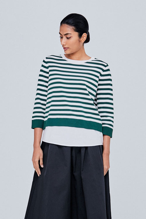 Contrast Fabric Striped Knit