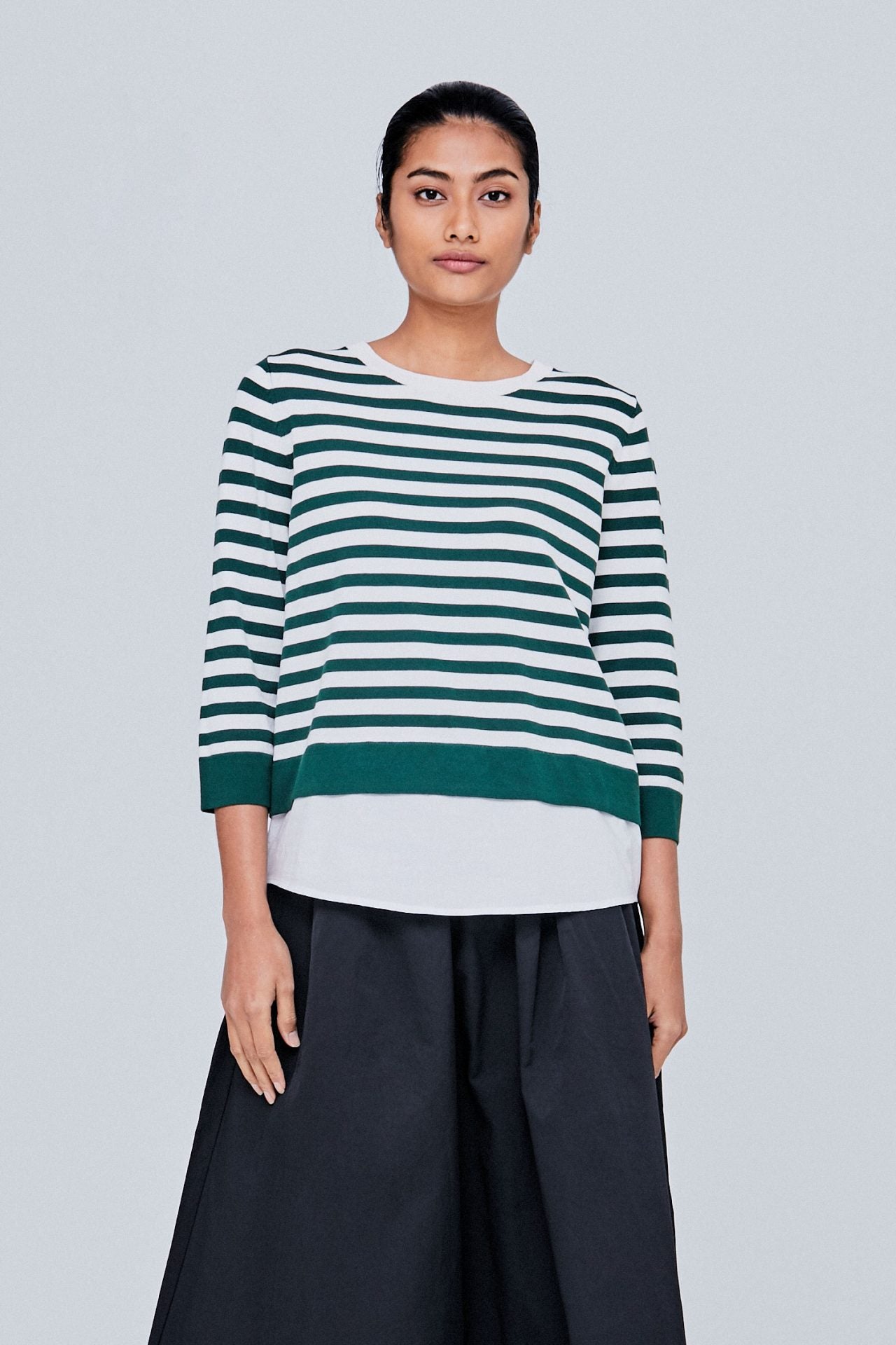 Contrast Fabric Striped Knit