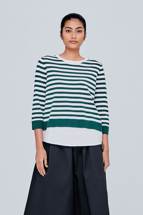 Contrast Fabric Striped Knit