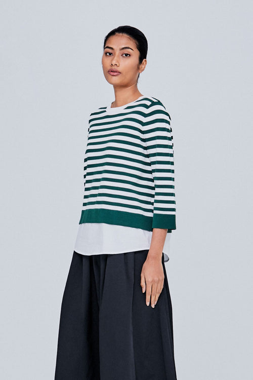 Contrast Fabric Striped Knit
