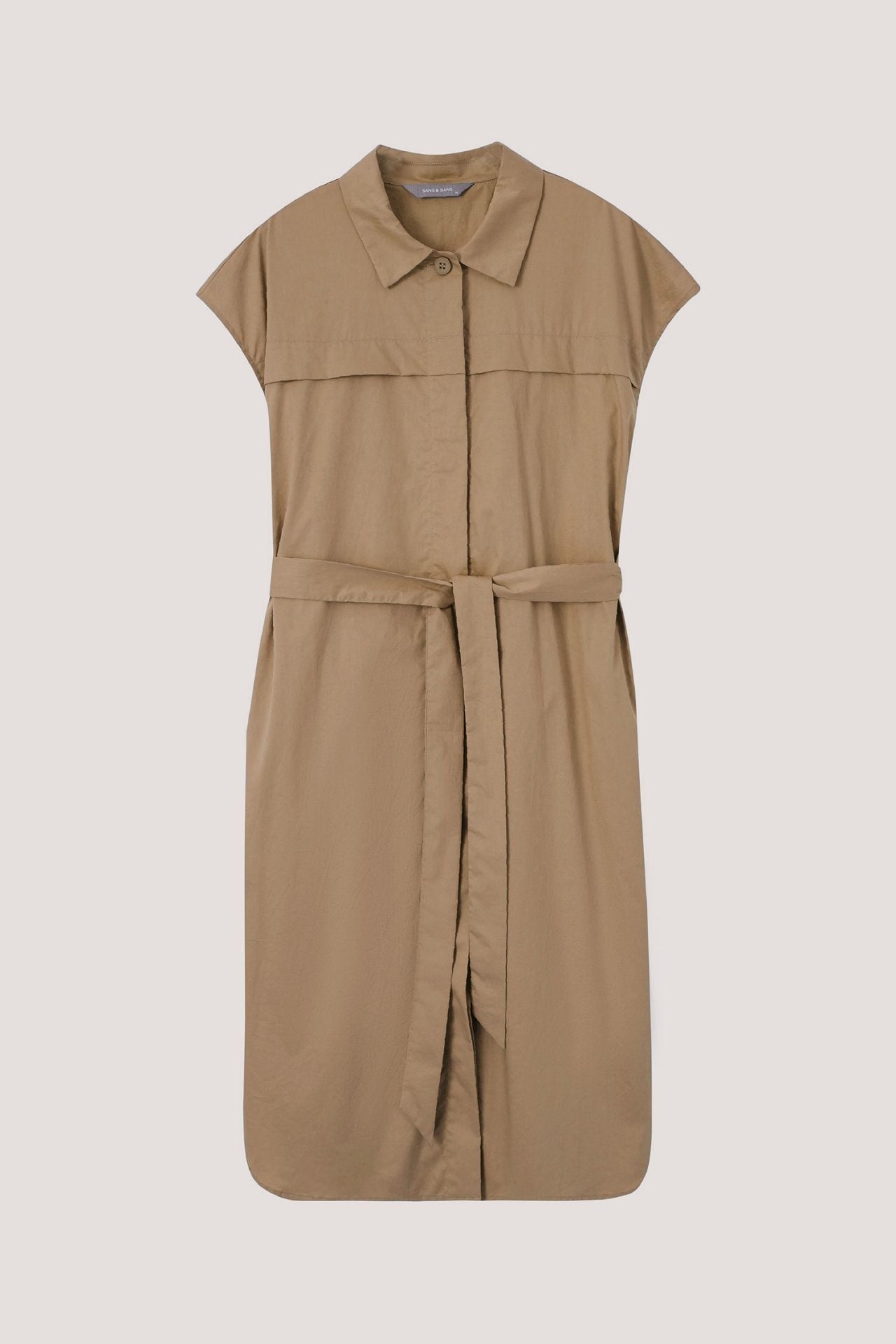 Cap-Sleeved Shirt Dress