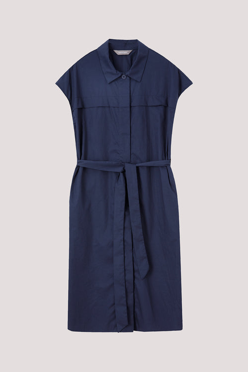 Cap-Sleeved Shirt Dress