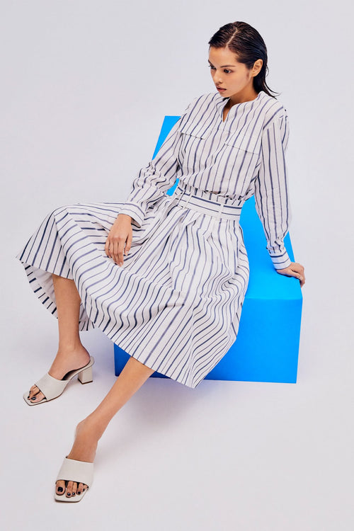 Striped Paperbag Waist Skirt