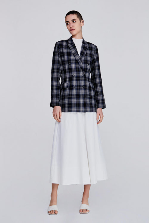 Double-Breasted Plaid Jacket