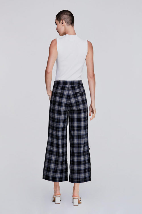 Buttons Detailed Plaid Pants