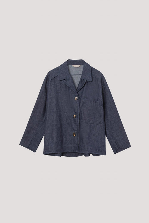 Notch Lapeled Denim Jacket