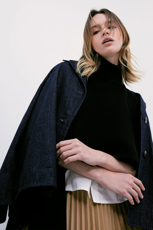 Notch Lapeled Denim Jacket