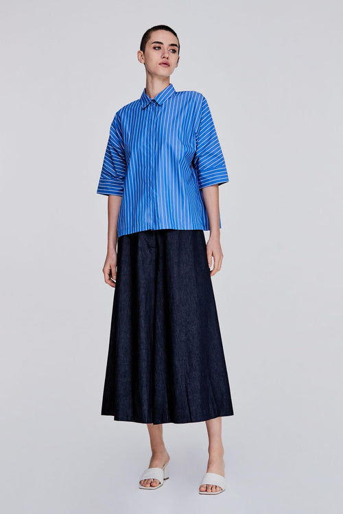 Spread Collar Stripes Blouse