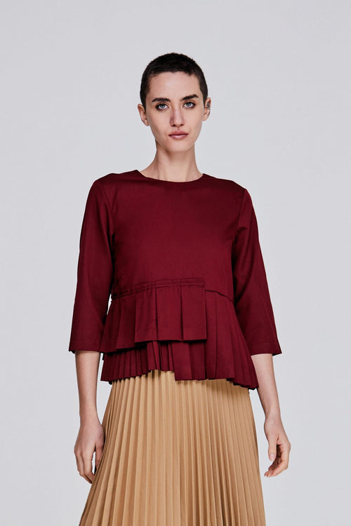 Asymmetrical Pleats Detail Top