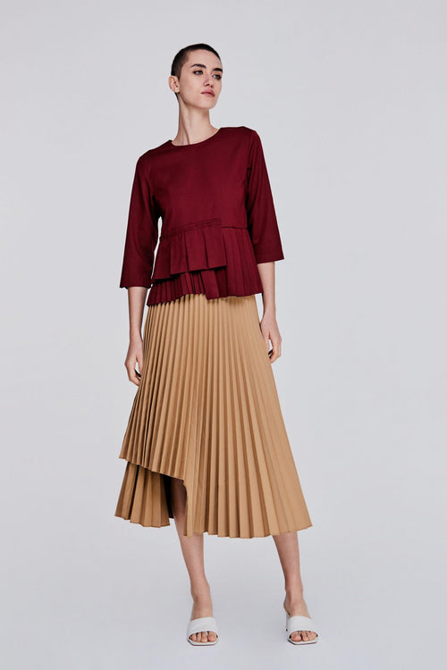 Asymmetrical Pleats Detail Top