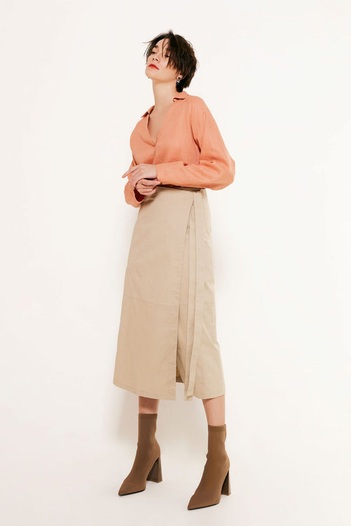 Split-collared Linen Blouse