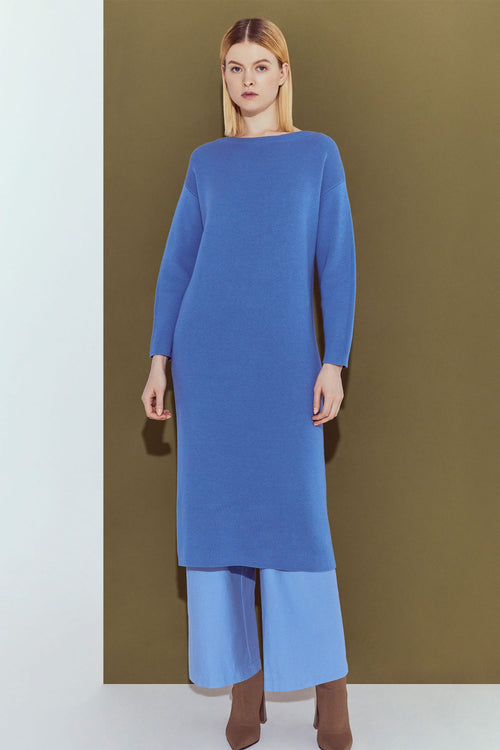 Boat Neck Long Knit Dress