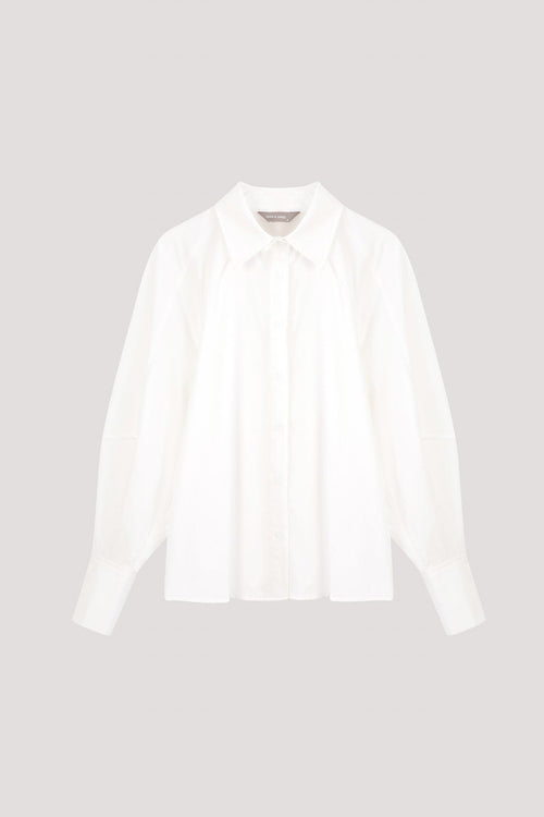 Raglan Puffs-sleeved Blouse