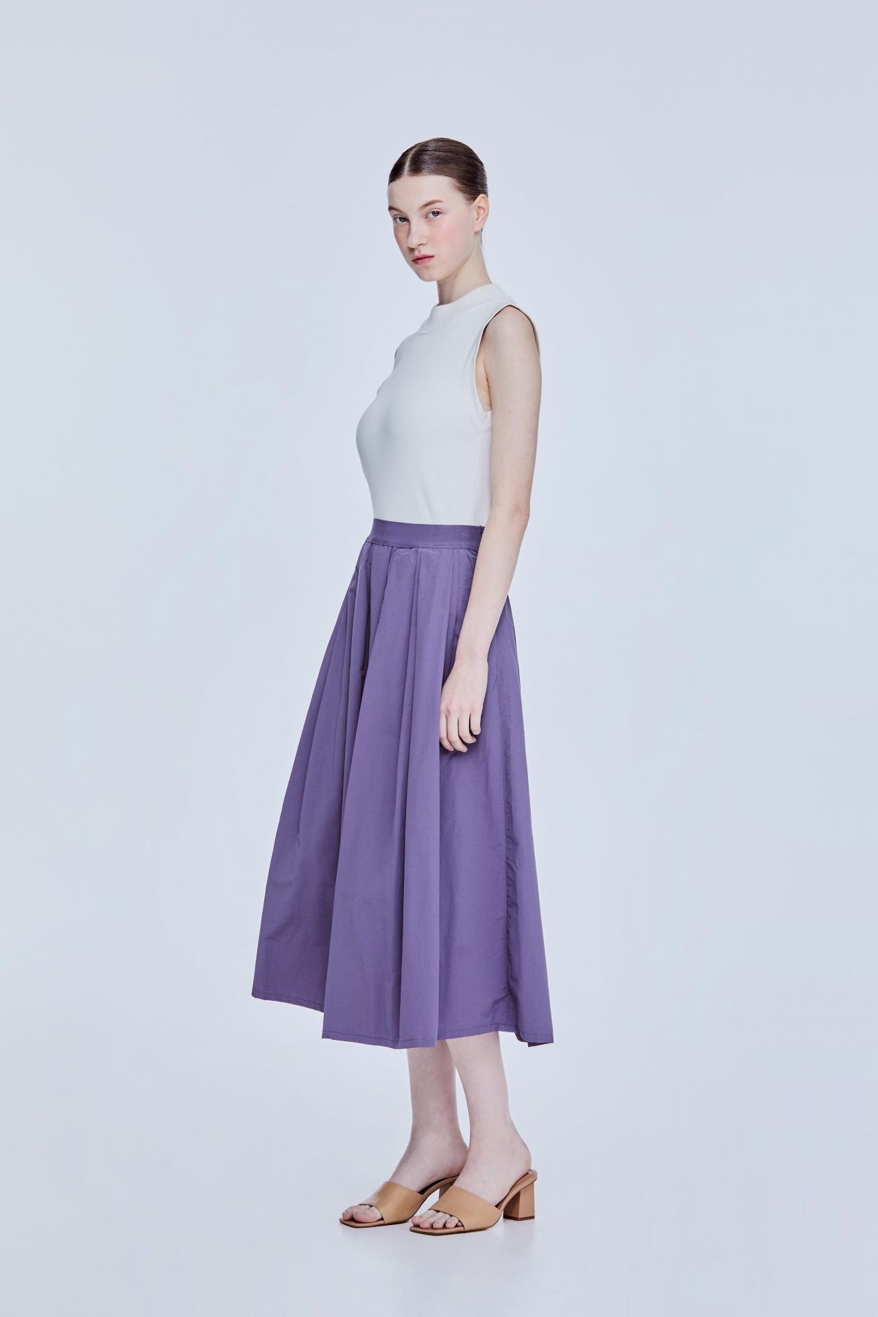 Taffeta-like Pleated Skirt – SANS & SANS Singapore