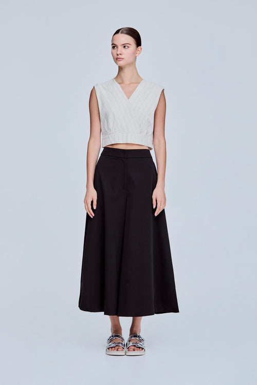 Crop Linen Striped Blouse
