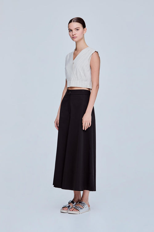Crop Linen Striped Blouse