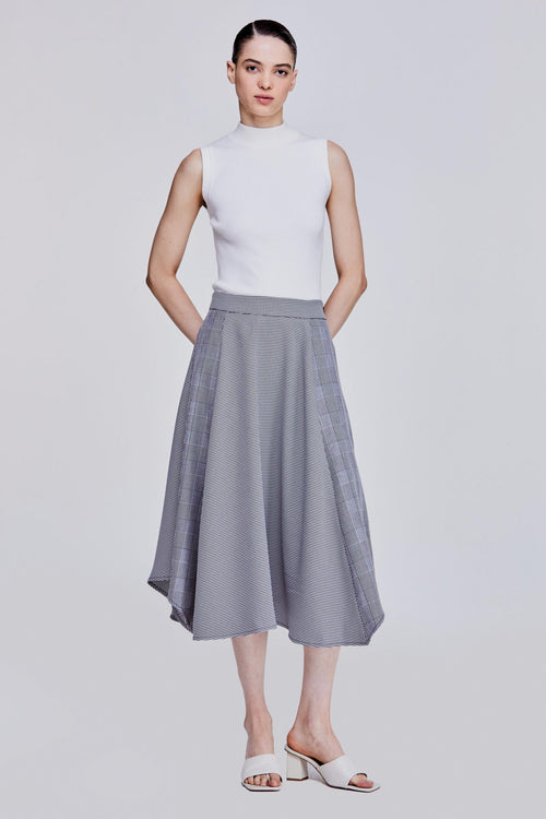 Contrast Pattern Flare Skirt