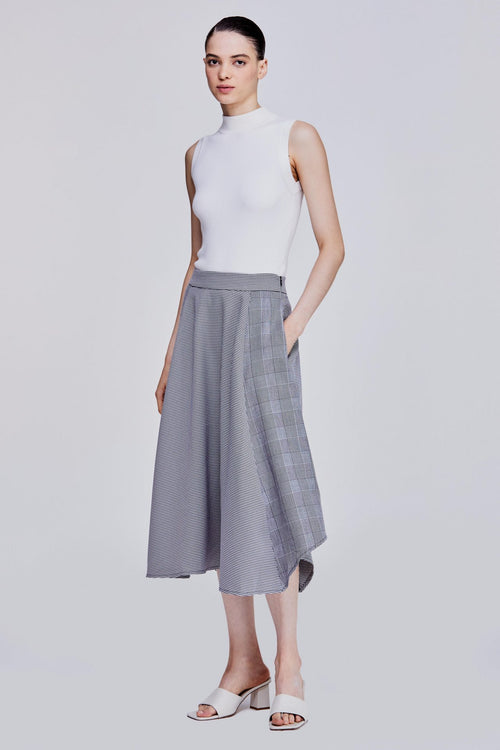 Contrast Pattern Flare Skirt