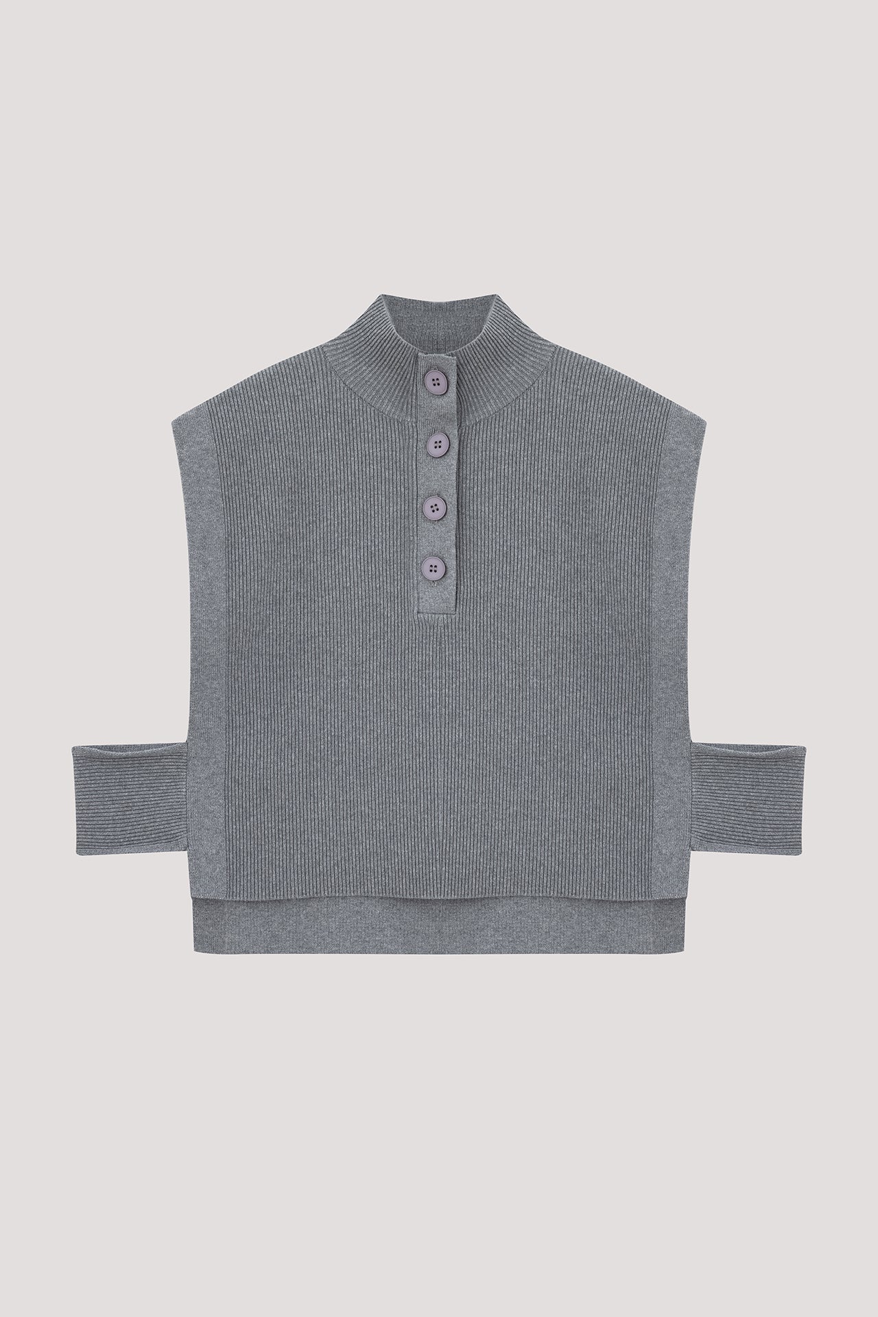 【新品未使用】Heve tinker knit vest gray Threadbare Women's Grey Basket Stitch Knitted High Neck Vest