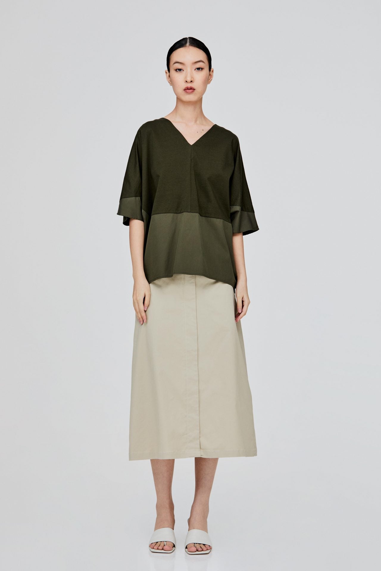 Contrast Fabric Magyar Top