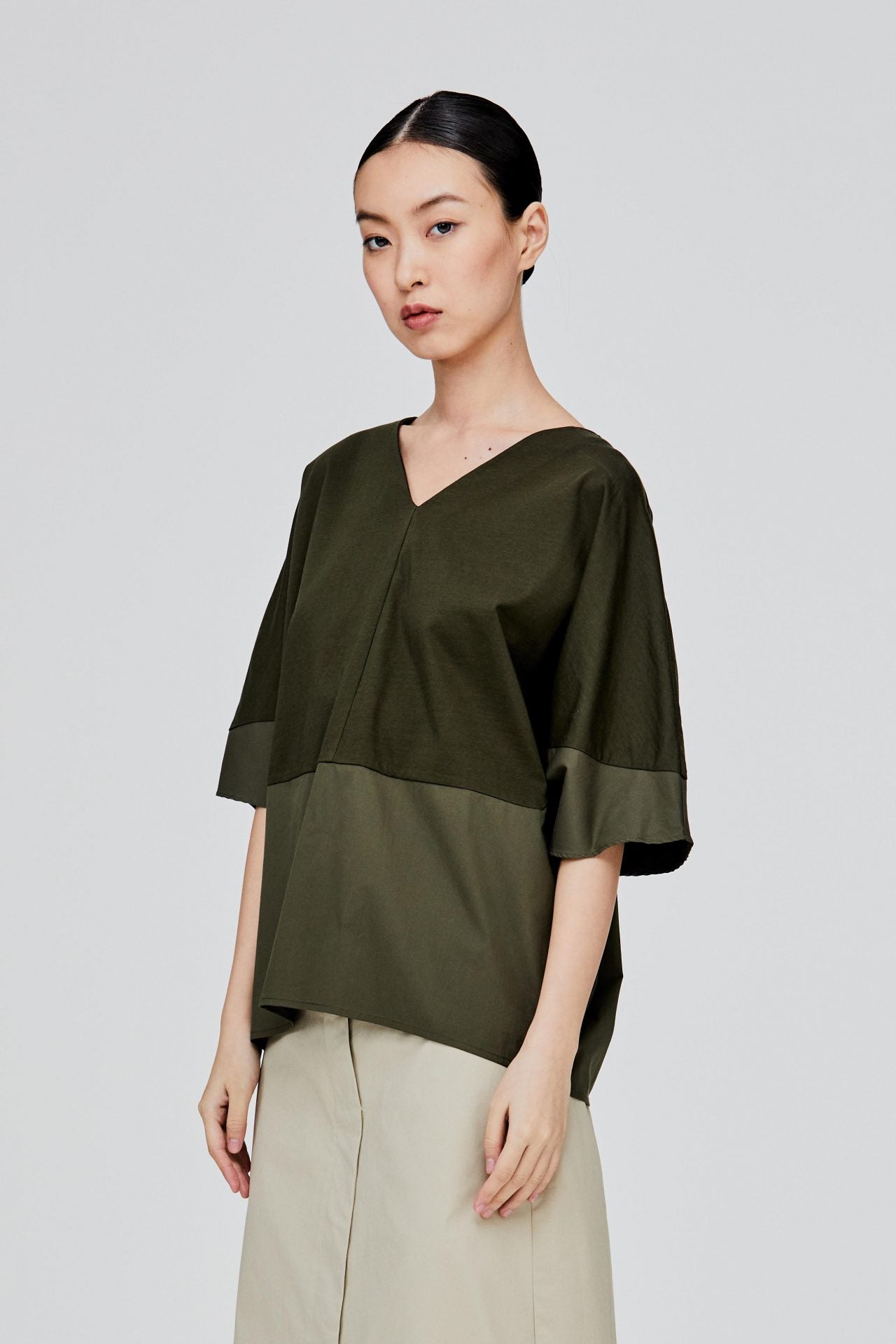 Contrast Fabric Magyar Top