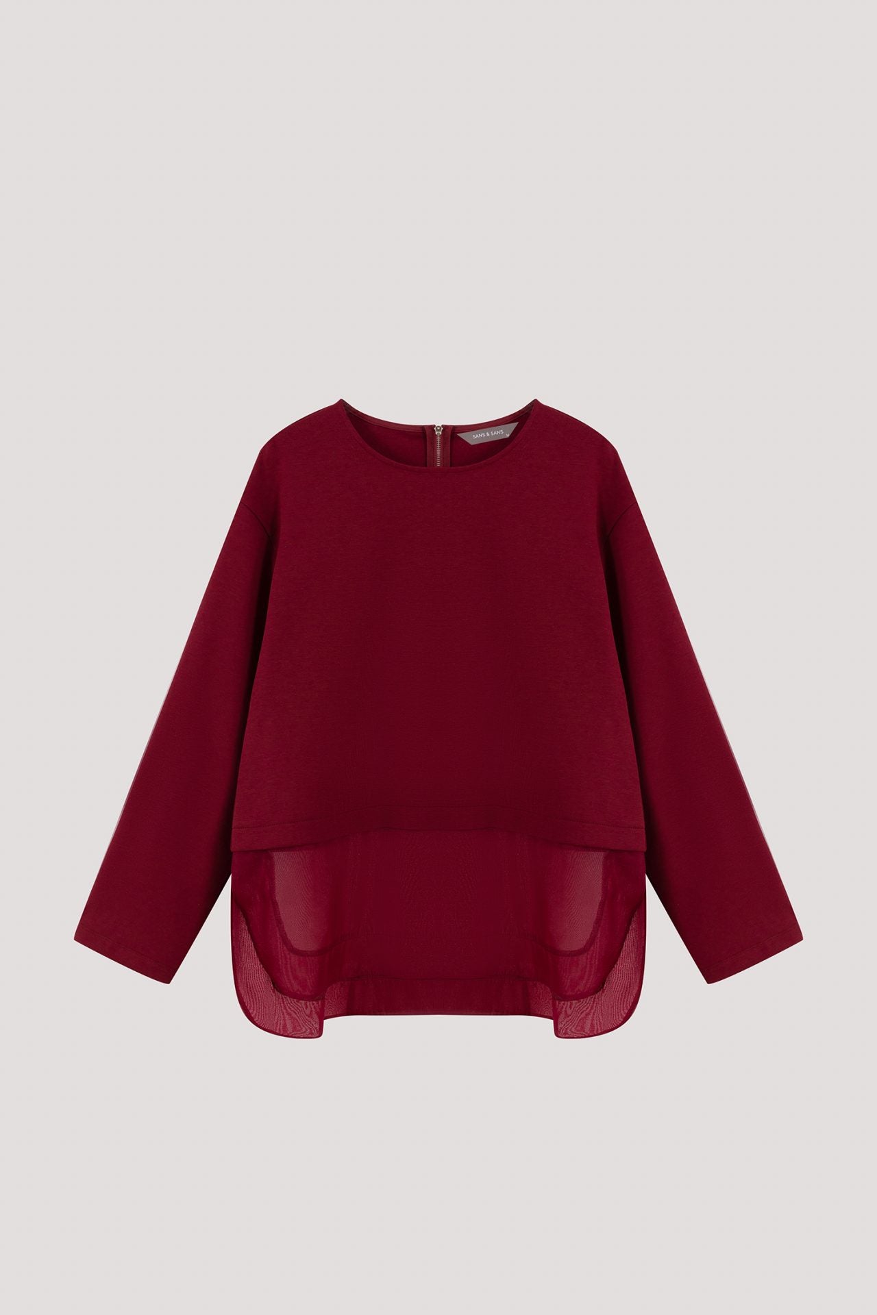 Contrast Organza Paneled Top