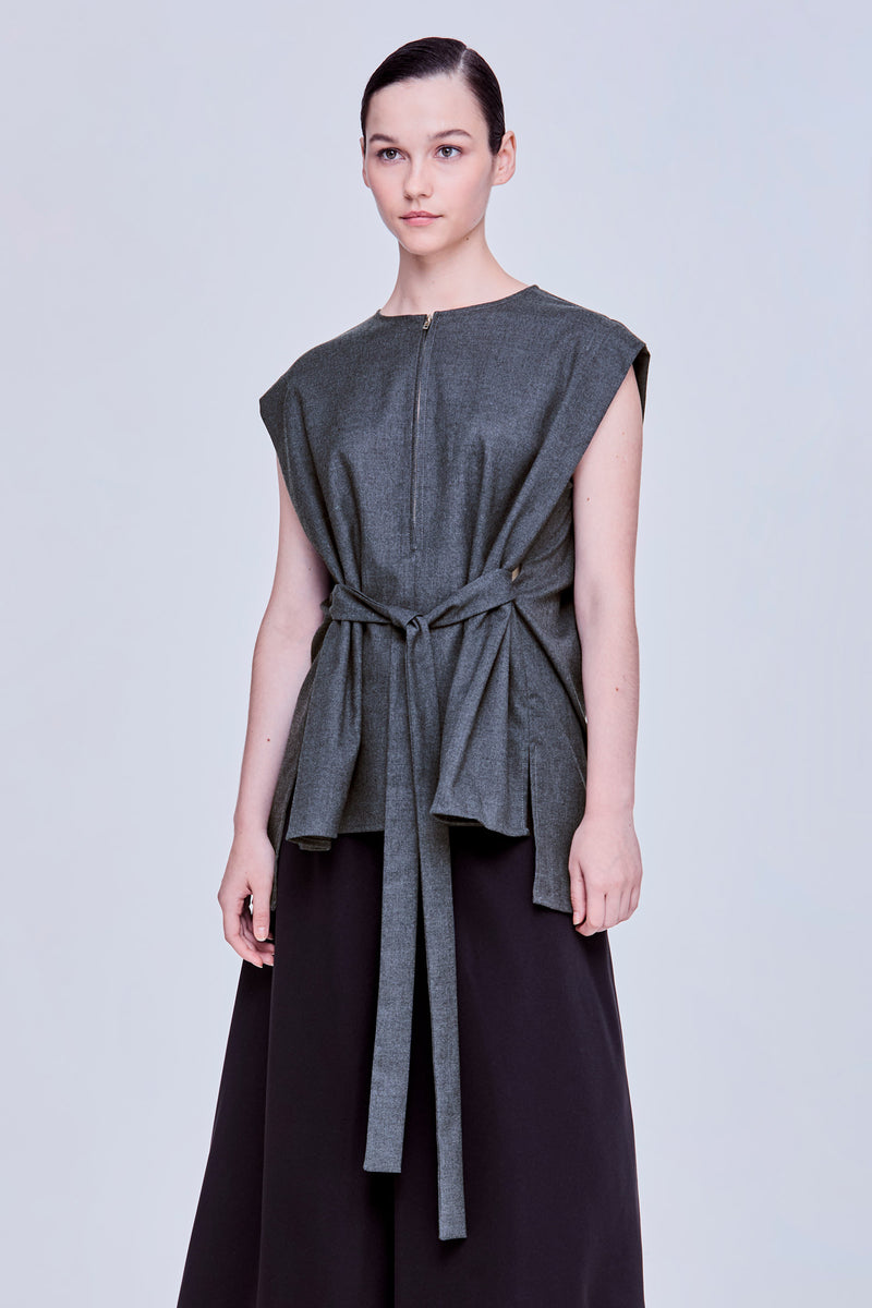 Sleeveless Boxy Top With Sash – SANS & SANS Singapore