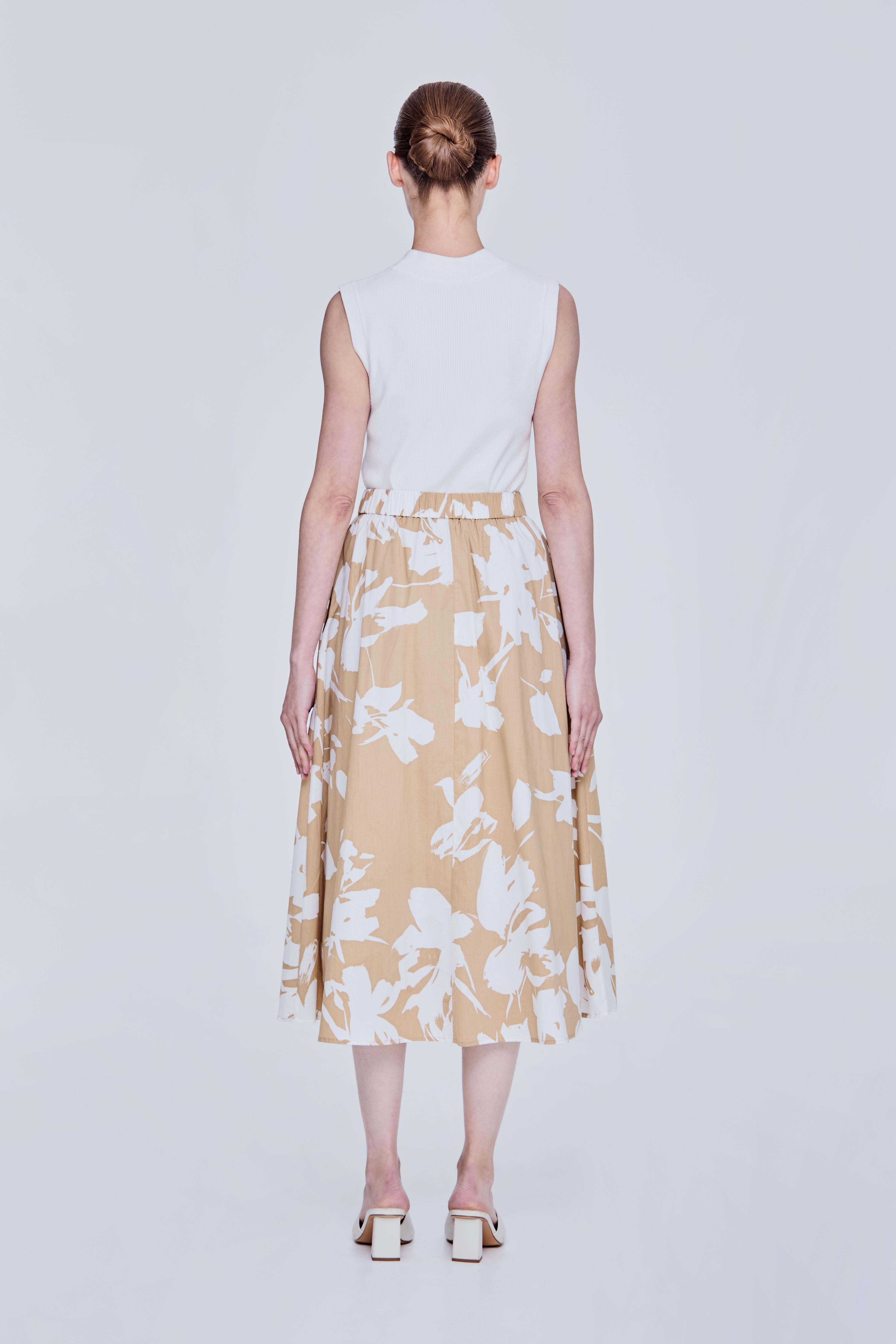 Floral Pattern Midi Skirt – SANS & SANS Singapore