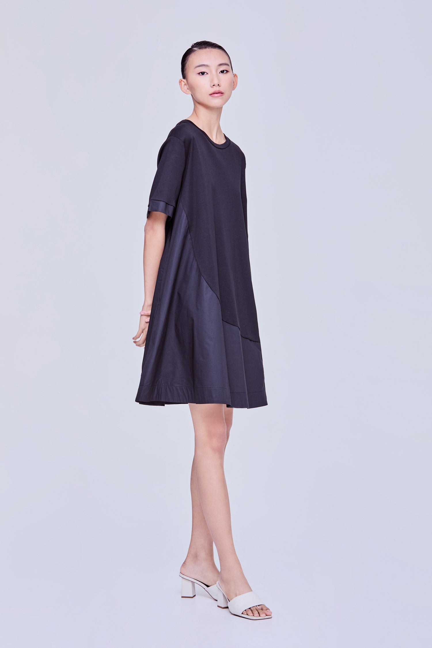 L'Or Contrast Flare Dress Contrast Fabric Flare Dress – SANS