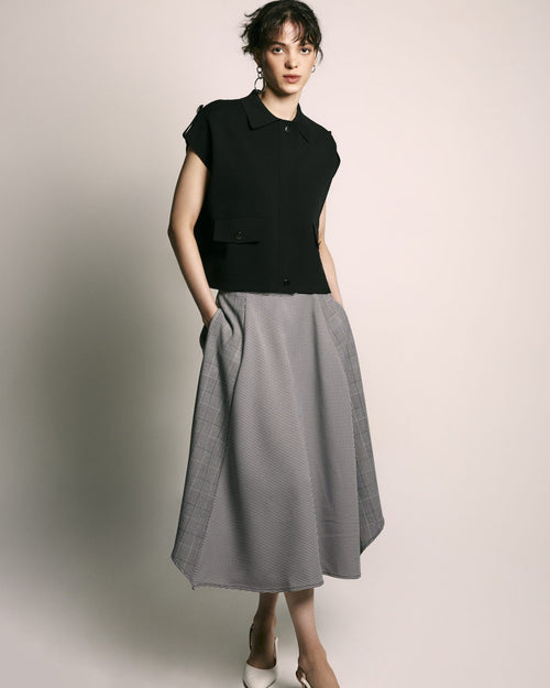 Contrast Pattern Flare Skirt