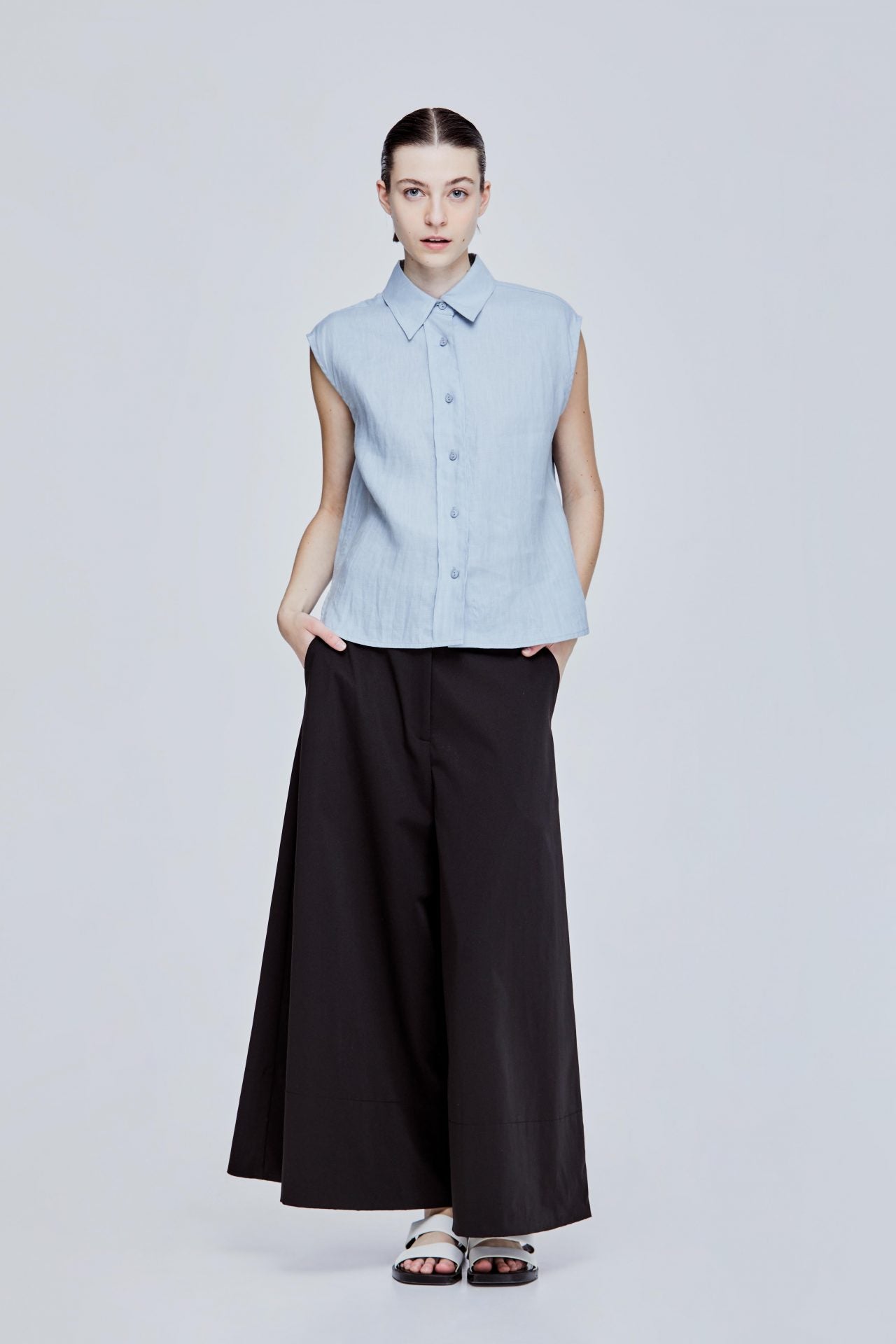 Tシャツ(半袖/袖なし) Scallop Coller Sleeveless Top ROOP TOKYO tシャツ sleeveless T-shirt/ワイドノースリーブTシャツ